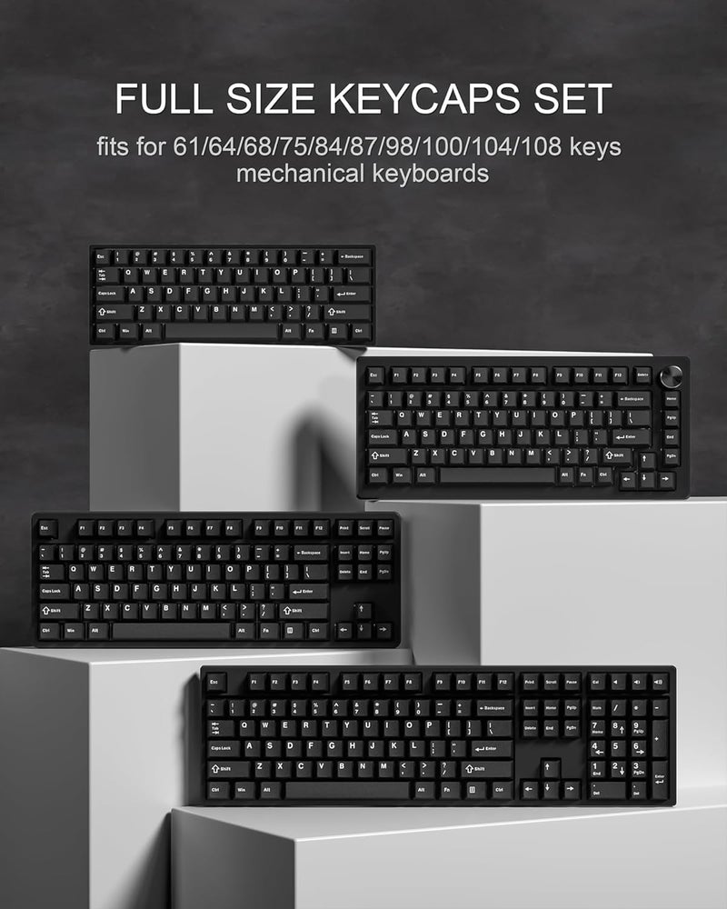 COSTOM Womier Double Shot PBT Keycaps Set 138 Keys, Cherry Profile Custom Keycaps 60 65 75 100 Percent for 61/64/68/84/87/100/104/108 Retro Gaming Mechanical Keyboard, Black - Image 5